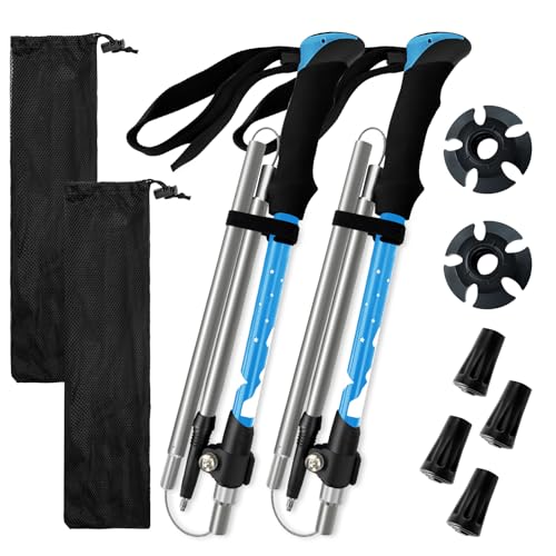 Collapsible Trekking Poles for Hiking - Lightweight Foldable Hiking Poles, 2 Pack Adjustable Aluminum Walking Sticks with ...
