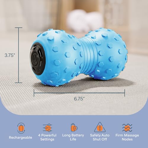Lifepro 4-Speed Vibrating Massage Ball - Peanut Massager and Vibrating Foam Roller for Fitness, Mobility, and Relaxation -...