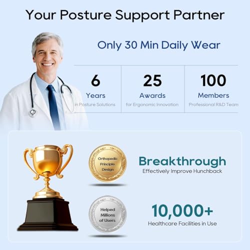 Duoorra Posture Corrector for Women and Men, Adjustable Upper & Mid Back Brace for Neck, Shoulder & Back Support, Breathab...