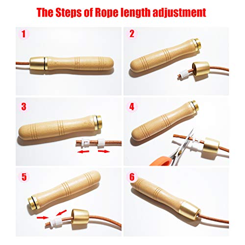 Ahomie Leather Jump Rope, Adjustable Skipping Jumping Ropes, with Rotary Bearing and Pure Wood Handles, for Gym & Home Fit...