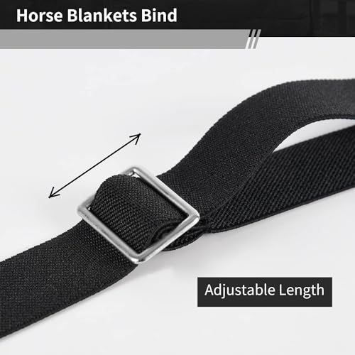 Horse Blanket Sheet Leg Straps, Replacement Stretchy Belly Strap with Double Swivel Snaps, Adjustable Length from 24 to 42...