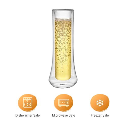 JoyJolt Cosmo Double Wall Stemless Champagne Flutes – Set of 2 Mimosa Glasses, Ideal for Weddings, or Bridal Showers – Che...