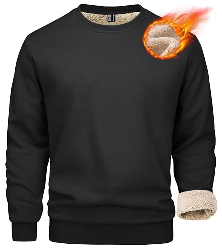 MAGCOMSEN Men's Sherpa Lined Sweatshirts Fleece Pullover Basic Tops Warm Crewneck Winter Sweatshirt