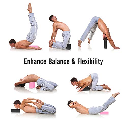 MoKo Thin Yoga Blocks 2 Pack, 9" x 6" x 3" High Density EVA Foam Yoga Block Exercise Bricks, Eco Friendly & Lightweight, I...