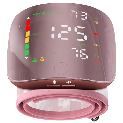 Wrist Blood Pressure Monitors for Home Use with Curved Screen, Rechargeable Bp Machine, One-Button Switch Voice and User, ...