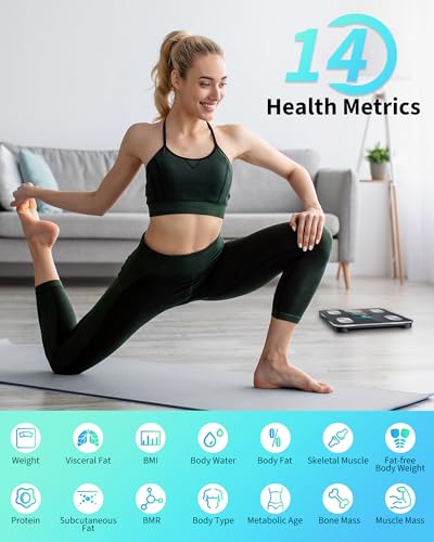 arboleaf Smart Scale for Body Weight and Fat, High-Precision Digital Bathroom Scale with 4-Electrode BIA, 7-in-1 Display f...