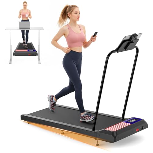 HOELLL Treadmills for Home Small with 0%-8% Incline and APP Sync, Compact Under Desk Walking Treadmill Pad with Handle Bar...