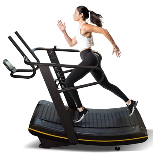 Manual Curved Treadmill, 8-Level Resistance, LCD Display, Non-Electric Fitness Equipment for Home & Gym, Cardio & Anaerobi...