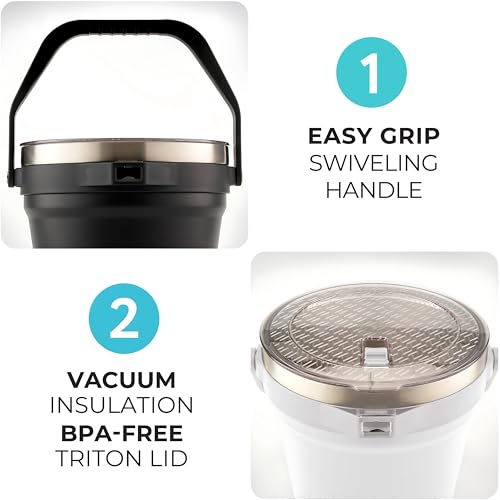 Large Insulated Ice Bucket with Lid – Stainless Steel Ice Bucket and Scoop – Ice Buckets for Parties, Bars – Ice Bucket wi...