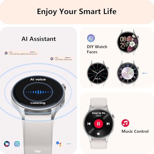 Smart Watch for Women, Answer/Make Call, AMOLED Ultra-Clear Screen Activity Trackers with Heart Rate/Sleep/SpO2 Monitor, S...
