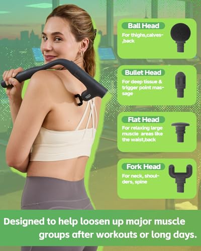 CAREKING WE ALWAYS CARE Convertible 3-in-1 Massage Gun Deep Tissue with Extended Handle, Back Pain Relief Percussion Muscl...