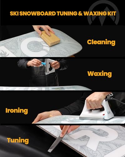 OutdoorMaster Ski Snowboard Tuning and Waxing Kit with Waxing Iron,Ski Wax,Edge Tuner,Brush,Wax Scraper,Ptex,Fixer Screw,R...