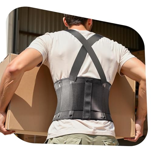 Medical-Grade Work Back Brace with Adjustable Shoulder Straps [Stronger Support & Breathable Mesh] Lower Back Support Belt...