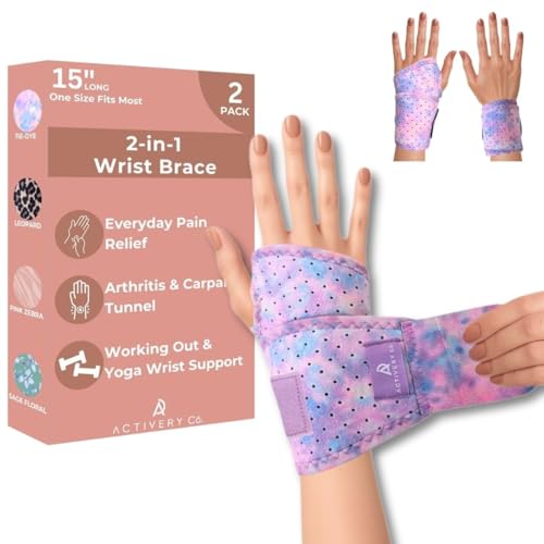Activery Co. Carpal Tunnel Wrist Brace Left Hand, Right Hand for Women, Day or Night Compression Wrist Support Brace for F...