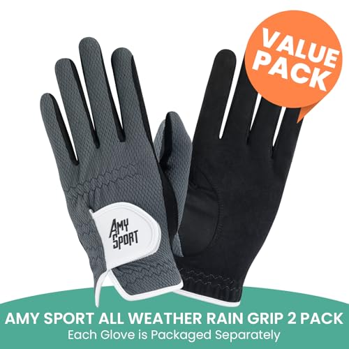 Amy Sport Golf Gloves Men Pair Left and Right Both Hand Rain Grip Lh Rh Weathersof No Sweat All Weather Grips Soft Comfort...