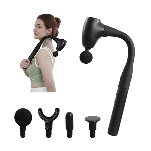 HELPHIER Massage Gun with Extended Handle, Upgraded U-Shaped Back Massager, Reaches Hard-to-Access Muscles, 4 Massage Head...
