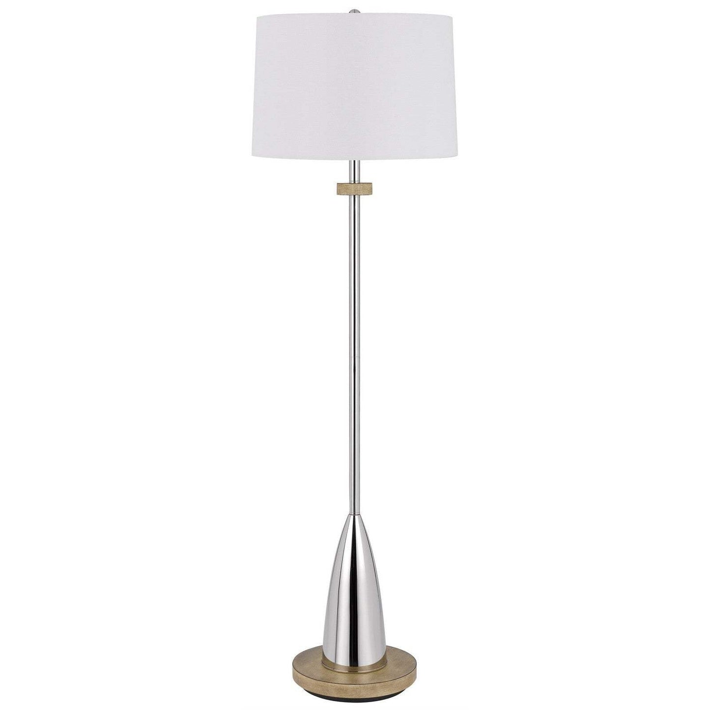 Homeroots Chrome Traditional Floor Lamp - 61 In. Tall With White Square Shade - Metal Construction