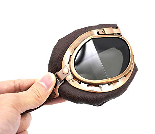 Nuoxinus Motorcycle Goggles, Vintage Aviator Pilot Style Motocross Bike Cruiser Scooter Goggle, Anti UV Anti-Scratch Dustp...