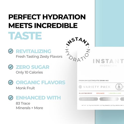 Instant Hydration Electrolytes Powder Packets - Variety Pack - Zero Sugar - Keto, Vegan, Gluten-Free, Non-GMO - Boost Reco...