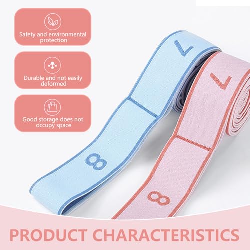 Qiyuda 2 Pcs Stretch Strap for Kids, Elastic Gymnastics Stretching Ballet Dance Band Resistance Strap with 8 Loops (Pink B...