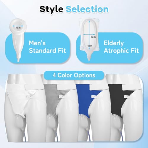 Wearable Urine Collector Set for Men with Silicone Urine Catching Cup Fixed Pants 1.2M Tube and 2 Urine Bags 1000ml Day Us...