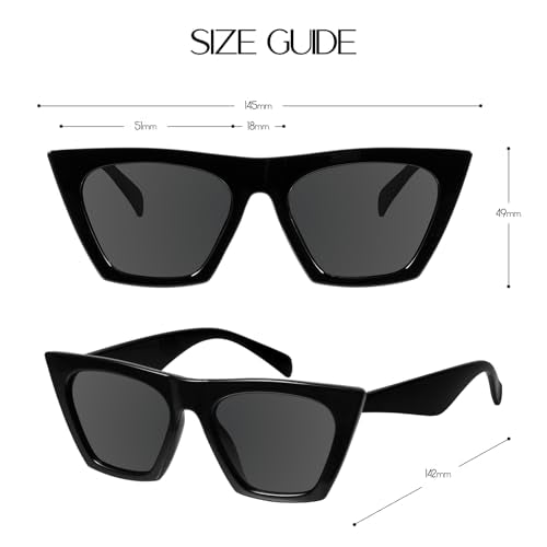 mosanana Square Cat Eye Sunglasses for Women Trendy Retro Cool MS51801