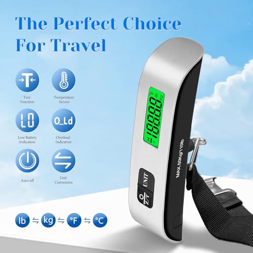 Luggage Scale, 110lb Luggage Weight Scale with 4 Unit Switching Functions&LED Display, Luggage Scale Travel Digital for We...