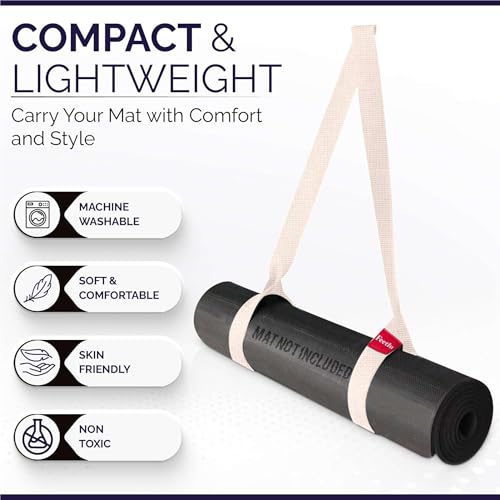Feetlu Yoga Mat Straps 2 in 1 - Cotton - Adjustable anti-slip straps for yoga, pilates, stretching, for carrying mats
