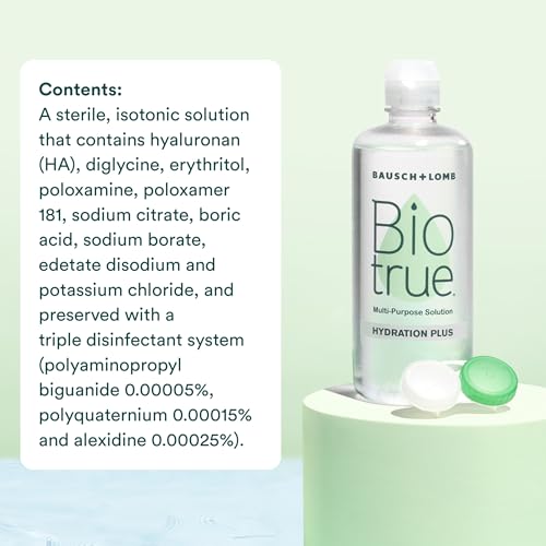 Biotrue Hydration Plus Contact Lens Solution with Lens Case, Multi-Purpose Solution for Soft Lenses, Hydrates with Hyaluro...