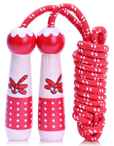 EGOSKY Jump Rope Kids, 7.2ft Children Adjustable Cotton Skipping Rope with Wooden Handle for Boys Girls Fitness Outdoor Ac...