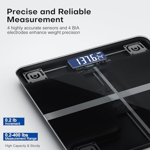 Smart Body Weight Scale, Digital Bathroom Scale, Measures BMI and Body Composition, Equipped with a Smartphone app, Maximu...