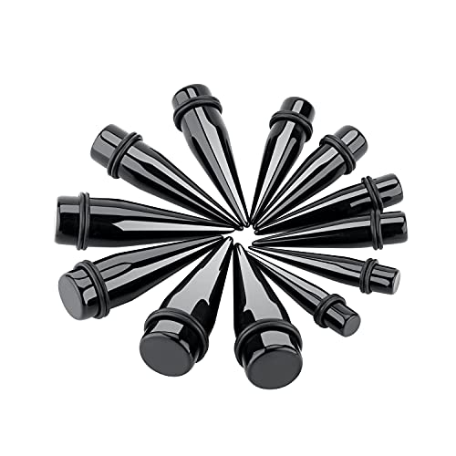 LBZ4ZUONISP 24PC Ear Gauge Stretching Kit Acrylic Tapers and Surgical Steel Tunnels Plugs 00G-20MM Gauge Stretching Kit