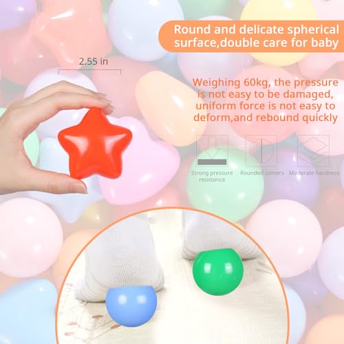Heopeis Ball Pit Balls Pack of 100 200 500 - Star and Round Set BPA Free Phthalate Free Non-Toxic Crush Proof Play Balls S...