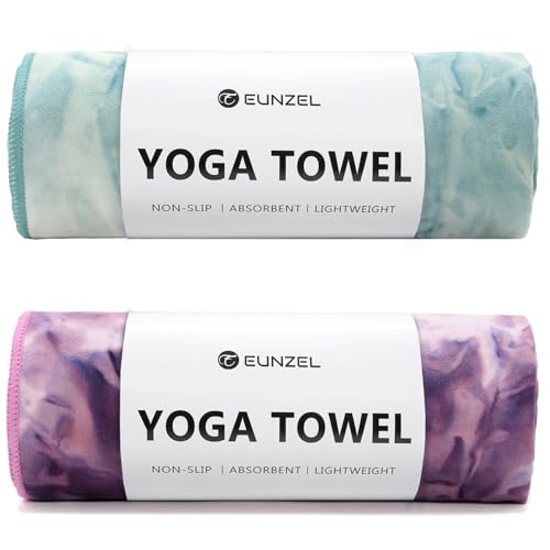 Eunzel Hot Yoga Towel Non-Slip Yoga Mat Towel Ultra-Absorbent Microfiber Towel for Hot Yoga, Pilates，Bikram and Workout 2...