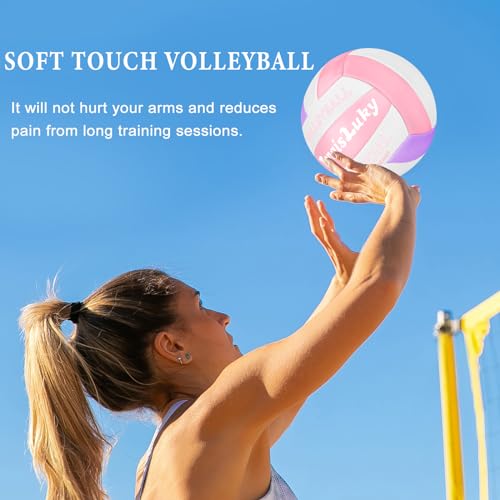 Soft Touch Volleyball Kit - Official Size 5 PU Leather Volleyball - for Outdoor/Indoor Play/Beach Game/Gym Training for Yo...