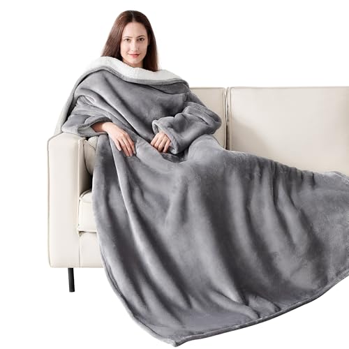 NORD ECO Wearable Blanket with Sleeves, Cozy Wearable Blanket with Arms and Pockets for Women Men, Warm TV Wrap Throw Blan...