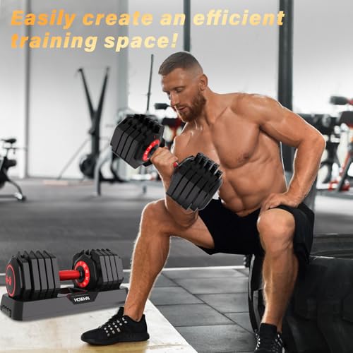 HOWHAI 55lb Adjustable Dumbbell, 10 in 1 Hand Adjustable Weights Dumbbell with Anti-Slip Texture Handle, Exercise & Fitnes...