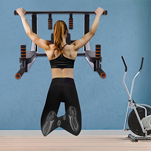 TMHWYP Wall Mounted Pull Up Bar Chin for Indoor Home Gym Workout, Power Tower Set Training Equipment Fitness Dip Stand Sup...