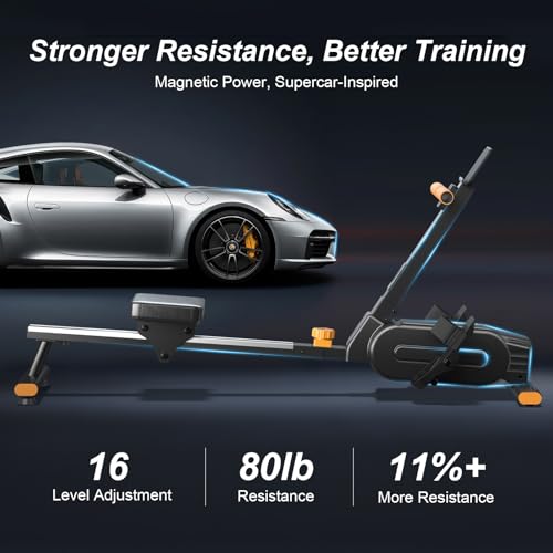 2026update Magnetic Rowing Machines for Home,Rower Machine with 16 Levels,Powerful Silent Magnetic Resistance,350lbs Weigh...
