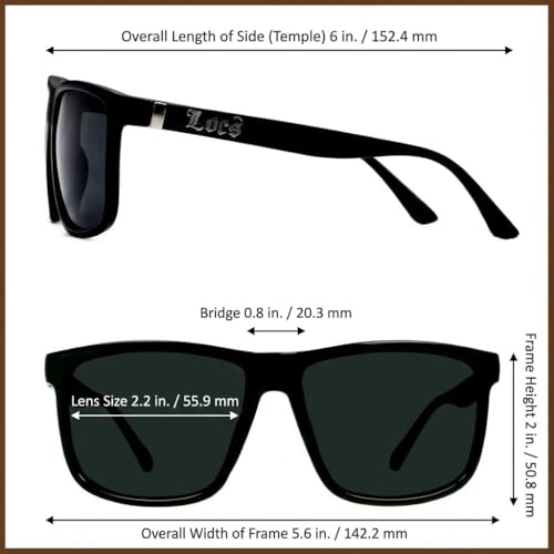 Locs Gangster Oversized Rectangular Horn Rim Sunglasses All Black, mens