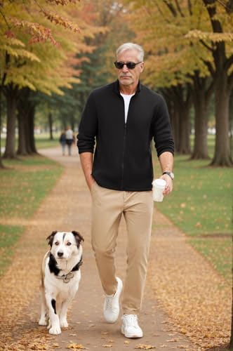 COOFANDY Mens Fleece Jacket Zip Up Lightweight Sweater Jackets Casual Warm with Pockets for Home Office Hiking