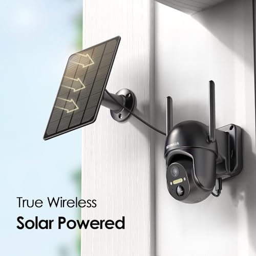 SEHMUA Solar Security Cameras Wireless Outdoor, 2K 360° View Battery Powered Outdoor Camera, WiFi Home Security with Spotl...