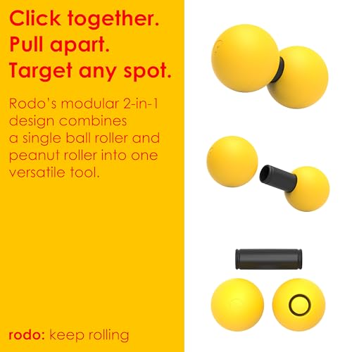 Rodo 2-in-1 Soft Peanut & Lacrosse Ball Roller | Deep Tissue Massage Tool for Fascia, Plantar Fasciitis, HIPS & Back | Mob...