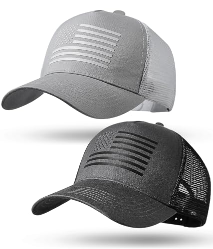 American Flag Trucker Hat Baseball Cap Snapback Fitted Hats for Men Women Snap Closure Design Breathable Mesh Side Durable