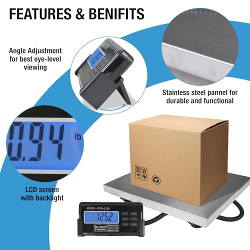 Large 440lbs Shipping Scale, 15"X 12" Platform Heavy Duty Stainless Steel Platform for Postal Industrial Floor Business Of...