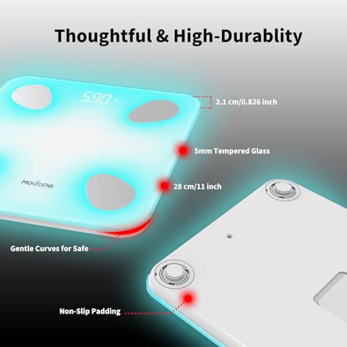 Scale for Body Weight, Digital Weight Scale with Color-Changing, Most Accurate to 0.2lb, Bluetooth Bathroom Scale with Bm...