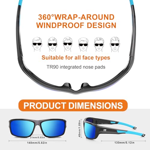 suoso Sports Polarized Sunglasses for Men: Women UV400 Protection Wrap Around Sun Glasses for Fishing Golf Running Driving