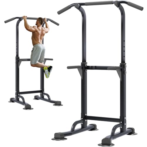 soges Power Tower Pull Up Bar Station, Free Standing Pull Up Rack Dip Station for Home Gym, Height Adjustable Home Strengt...