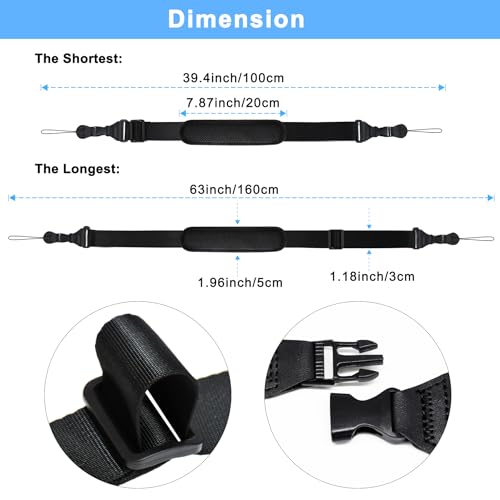 TIMISM Shoulder Strap with Pad, 2 Sets of Quick Release Buckles, Adjustable between 39" to 63", Replacement Comfortable Ne...