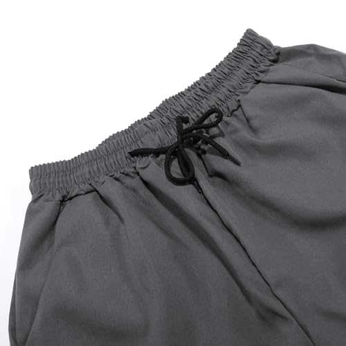 Men's Oversized Cargo Pants Drawstring Elastic Waisted Fashion Cotton Pants Straight Leg Athletic Jogger Lightweight Trousers
